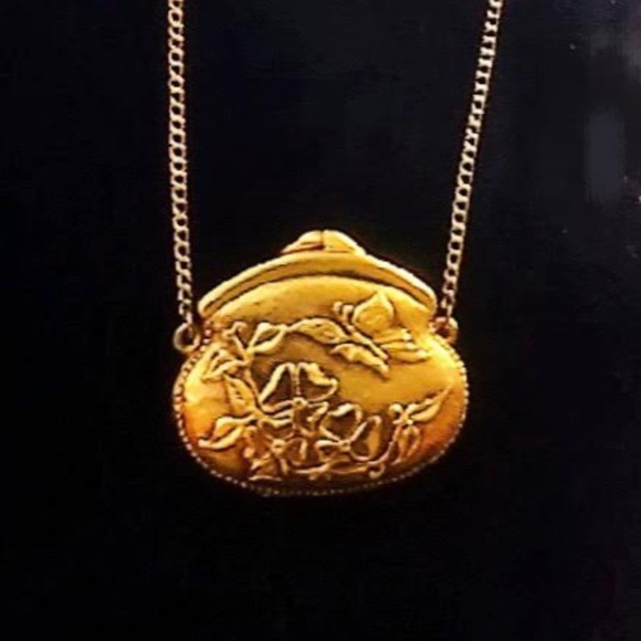 Vintage Art Nouveau Gold Solid Perfume Locket Necklace - Picture 4 of 5